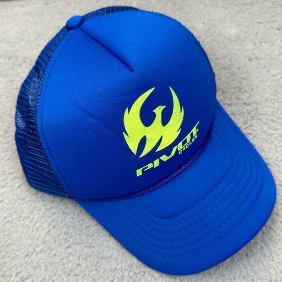 Pivot Cycles Snapback Hat Bicycle Mesh Trucker Hat Cap Blue Green Cycling Casual - Picture 1 of 7
